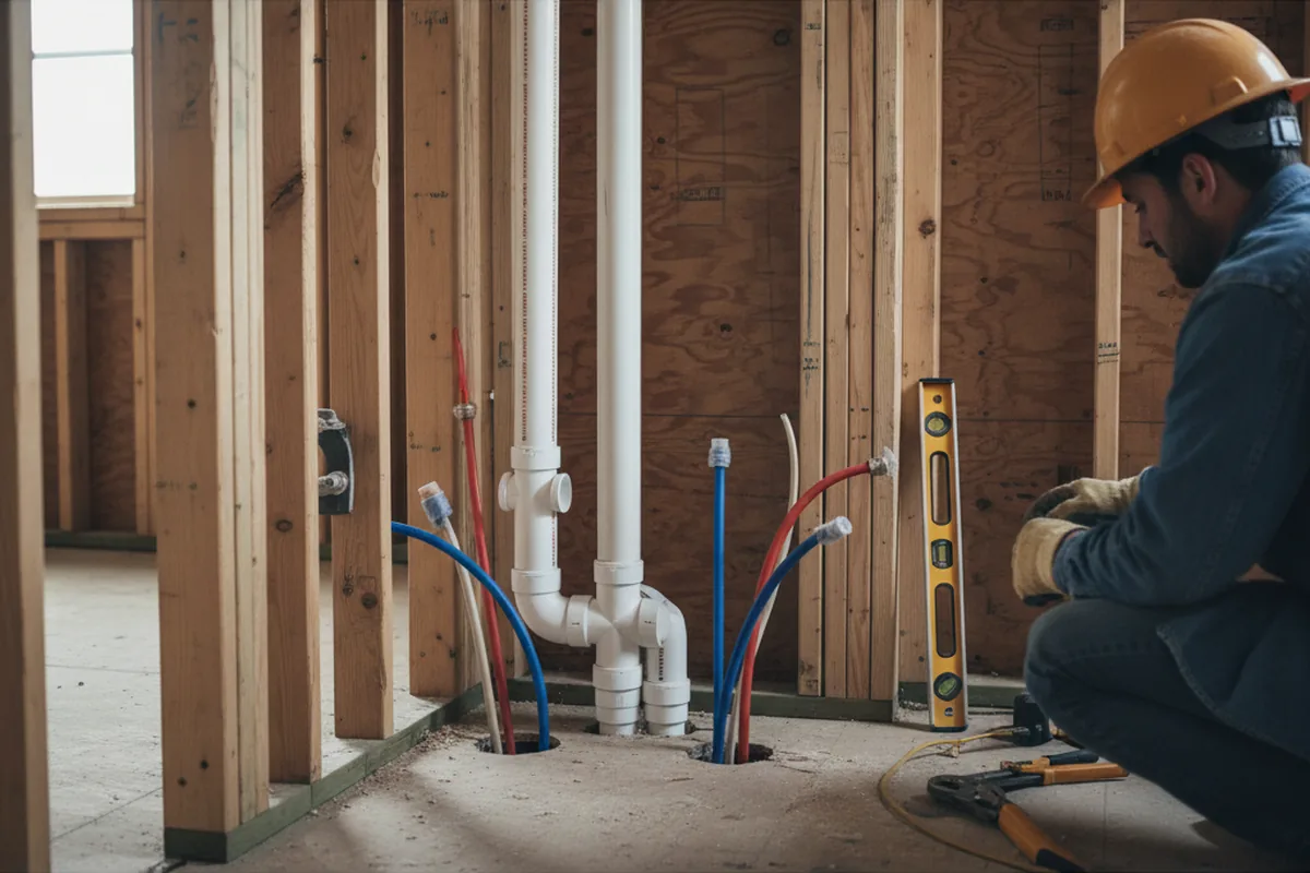 Drain and supply rough-in during Leak Detection in Sizerock
