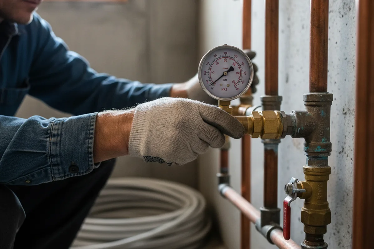 Pressure testing a repaired line during Water Line Repair in Sizerock